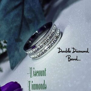 White Baguette Diamond Wedding or Cocktail Ring on  Titanium